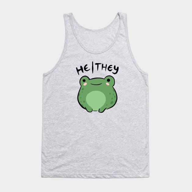 He/They Pronouns: Froggy's Leaping Celebration - An Adorable Nonbinary Aesthetic for Enby, LGBTQ, Demigirl, Demiboy Tank Top by Ministry Of Frogs